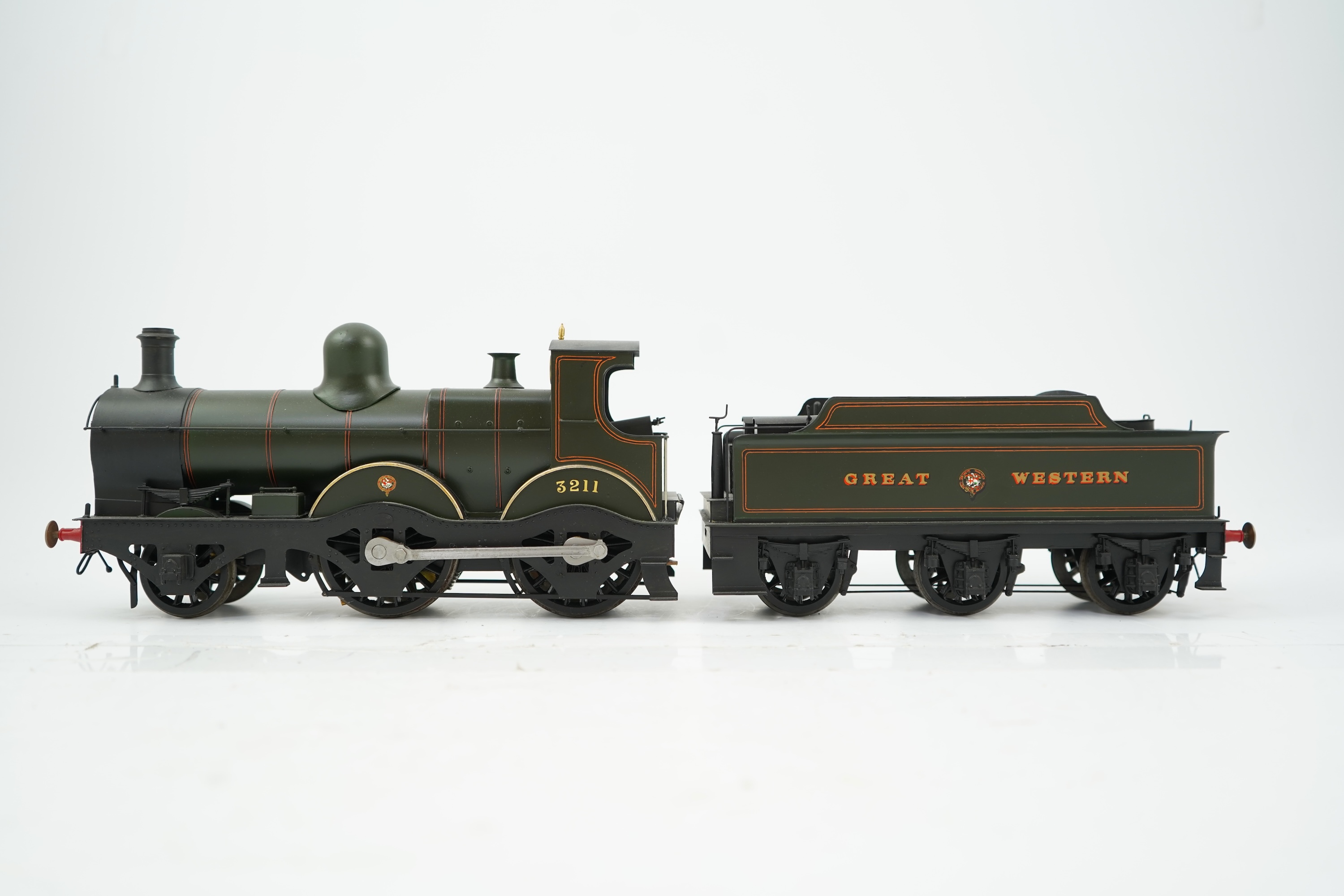 A Gauge One Cherry Scale Models (No.67) model of a GWR Dean 3206 Barnum Class, 2-4-0 tender locomotive, 3211, the model is powered for two rail operation.